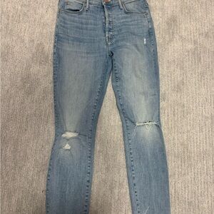 MOTHER Light Blue Distressed Skinny Jeans